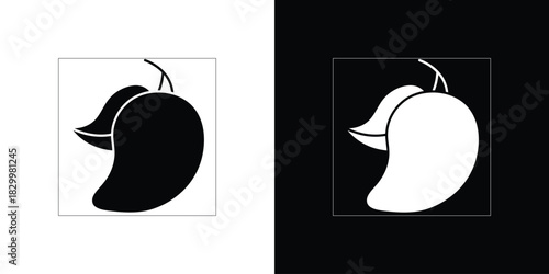 Mango icons editable flat black and white icons pack. Vector EPS10