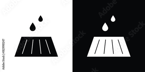 Manhole icons editable flat black and white icons pack. Vector EPS10