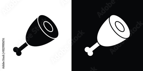 Meat icons editable flat black and white icons pack. Vector EPS10