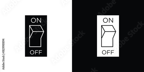 Light switch off icons editable flat black and white icons pack. Vector EPS10