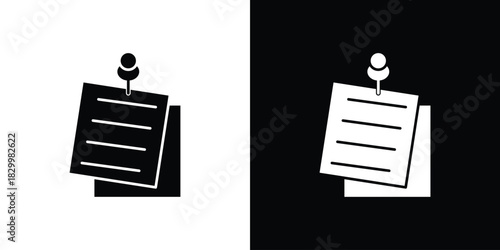 Note sticky icons editable flat black and white icons pack. Vector EPS10
