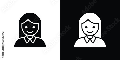 Nurse icons editable flat black and white icons pack. Vector EPS10