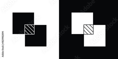 Object intersect icons editable flat black and white icons pack. Vector EPS10