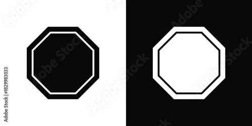 Octagon icons editable flat black and white icons pack. Vector EPS10