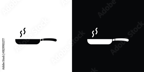 Pan frying icons editable flat black and white icons pack. Vector EPS10