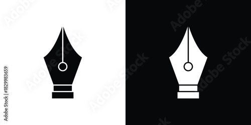 Pen nib icons editable flat black and white icons pack. Vector EPS10
