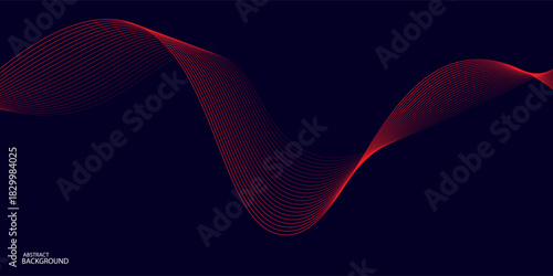Abstract red wave line pattern on dark blue background. Futuristic technology concept. Suit for banner, poster, cover, brochure, flyer, website