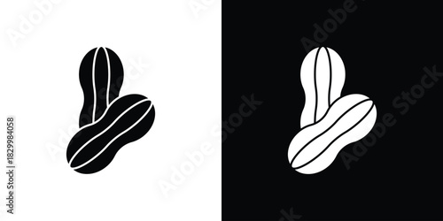 Peanut icons editable flat black and white icons pack. Vector EPS10