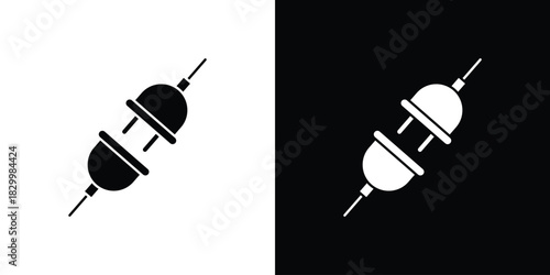 Plug connection icons editable flat black and white icons pack. Vector EPS10