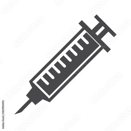 The simple syringe design depicts medical tool with precise measurement markers visible along its body