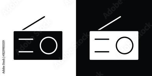 Radio icons editable flat black and white icons pack. Vector EPS10