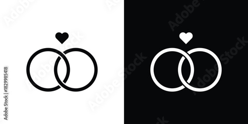 Ring icons editable flat black and white icons pack. Vector EPS10