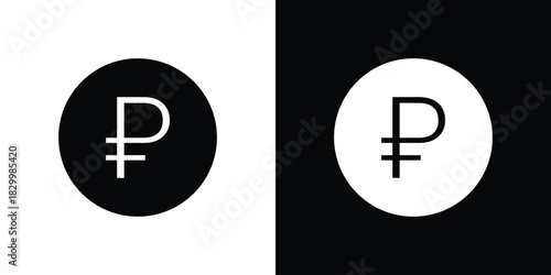 Ruble icons editable flat black and white icons pack. Vector EPS10