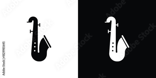 Saxophone icons editable flat black and white icons pack. Vector EPS10