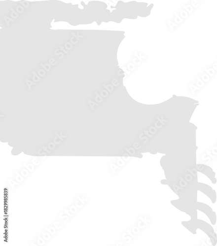 A corner snow border silhouette featuring thick snowy buildup on the top and right edges with irregular drips and rounded icicle-like shapes.
