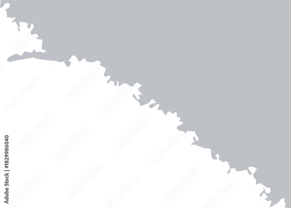 Fototapeta premium A slanted, irregular dripping shape with rough, organic edges creates a dynamic abstract silhouette dividing a light gray upper area from a dark black lower area.