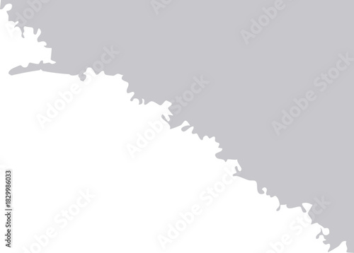 A slanted, irregular dripping shape with rough, organic edges creates a dynamic abstract silhouette dividing a light gray upper area from a dark black lower area.