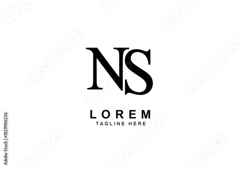 Ns logo design with serif font and modern typography, illustrating initial brand identity concept for business, corporate, or personal use