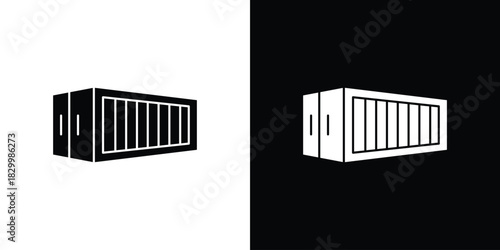 Shipping Container icons editable flat black and white icons pack. Vector EPS10