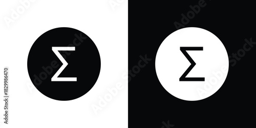 Sigma icons editable flat black and white icons pack. Vector EPS10