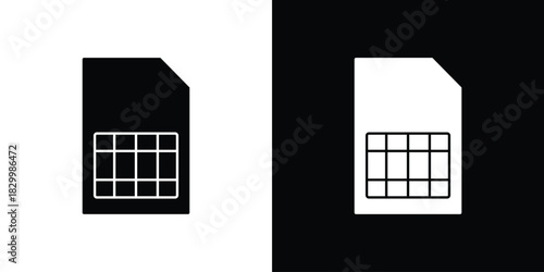 Sim card icons editable flat black and white icons pack. Vector EPS10
