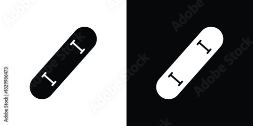 Skateboard icons editable flat black and white icons pack. Vector EPS10