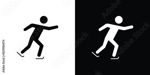 Skating icons editable flat black and white icons pack. Vector EPS10