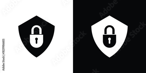 Security icons editable flat black and white icons pack. Vector EPS10