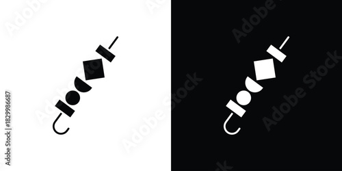 Skewer icons editable flat black and white icons pack. Vector EPS10