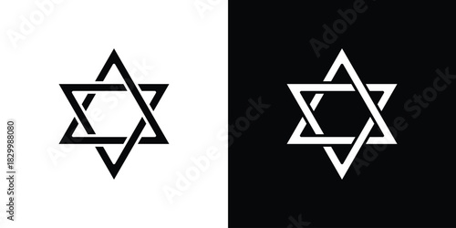 Star of David icons editable flat black and white icons pack. Vector EPS10
