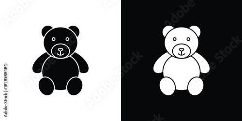 Teddy bear icons editable flat black and white icons pack. Vector EPS10