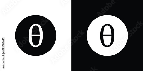 Theta icons editable flat black and white icons pack. Vector EPS10