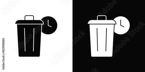 Time waste icons editable flat black and white icons pack. Vector EPS10