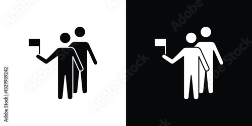 Tour guide people icons editable flat black and white icons pack. Vector EPS10