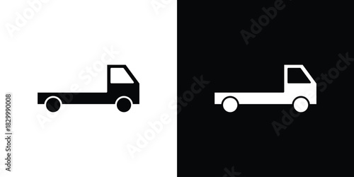 Truck container empty icons editable flat black and white icons pack. Vector EPS10