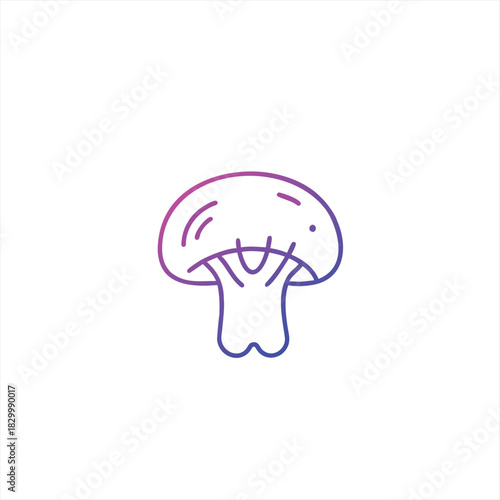 Stylized mushroom and vegetable icon with a vibrant gradient outline and artistic flair