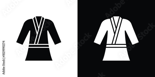 Uniform martial art icons editable flat black and white icons pack. Vector EPS10