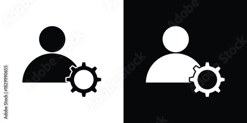User gear icons editable flat black and white icons pack. Vector EPS10