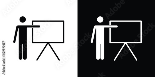 User chalkboard icons editable flat black and white icons pack. Vector EPS10