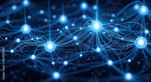 Abstract Network of Glowing Blue Connections Representing Technology and Data Flow.