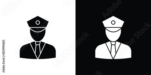 User pilot icons editable flat black and white icons pack. Vector EPS10