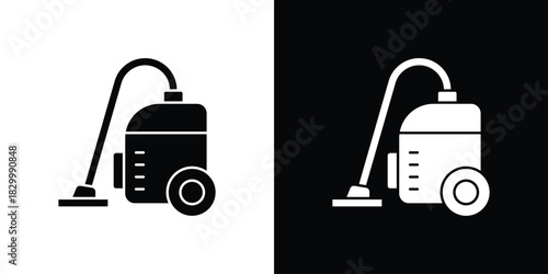 Vacuum cleaner icons editable flat black and white icons pack. Vector EPS10
