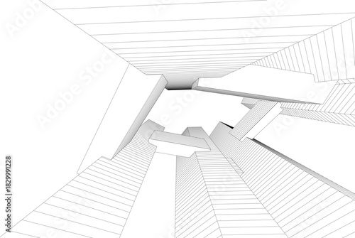 Abstract modern architecture, 3D rendering