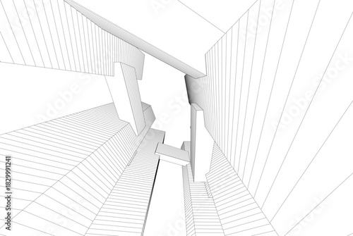 Abstract modern architecture, 3D rendering