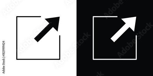 Window Maximize icons editable flat black and white icons pack. Vector EPS10