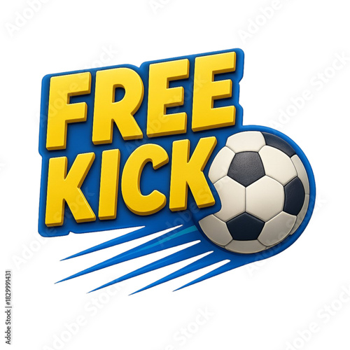 Free Kick Soccer Text Logo with Football Speed Motion Streak Graphic