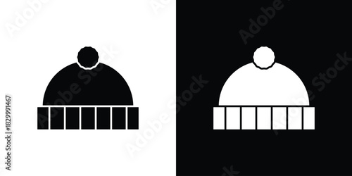 Winter hat icons editable flat black and white icons pack. Vector EPS10