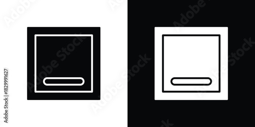 Window Minimize icons editable flat black and white icons pack. Vector EPS10