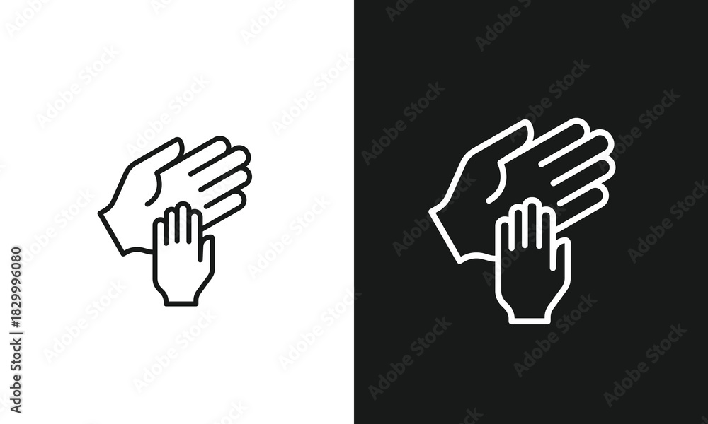 Obraz premium Care and Support Icon with Adult and Child Hands Symbolizing Protection, Family, and Guidance