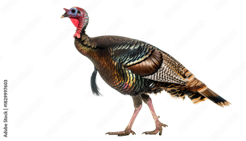 Fototapeta premium Wild turkey walking isolated transparent background